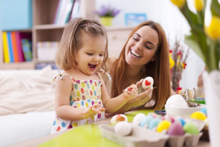 Happy family at easter